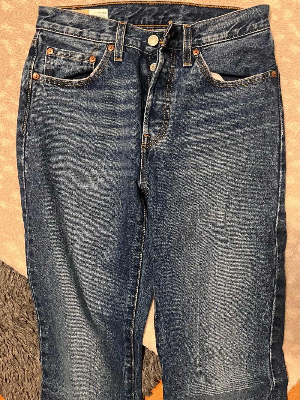 Levi's 501 Straight Leg Jeans in Washed Blue Denim 26 x 32 - Picture 3 of 4